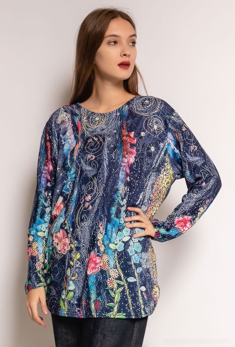 Wholesaler Zoe Mode (Elena Z) - Printed sweater with strass