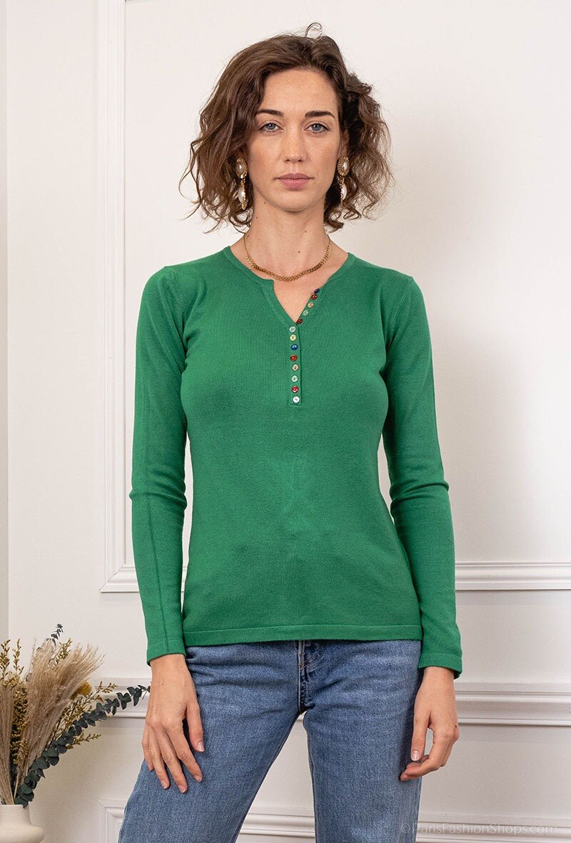 Wholesaler Zoe Mode (Elena Z) - PULL Bouton multicolore
