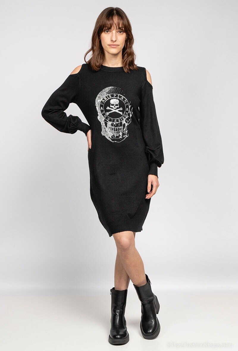 Wholesaler Zoe Mode (Elena Z) - Pull robe  strass de Avec Tête de mort