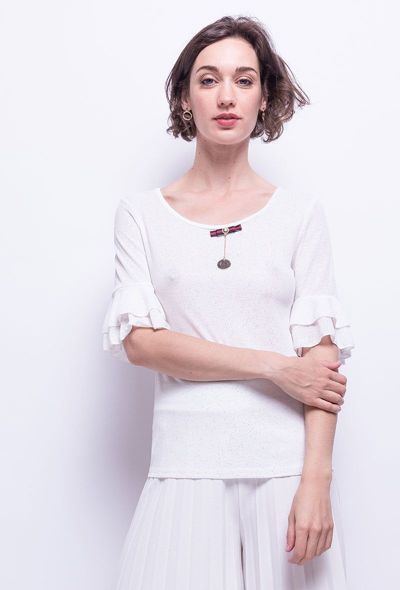 Wholesaler Zoe Mode (Elena Z) - Shiny ruffled t-shirt