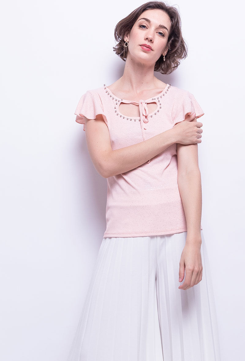 Wholesaler Zoe Mode (Elena Z) - Shiny ruffled t-shirt