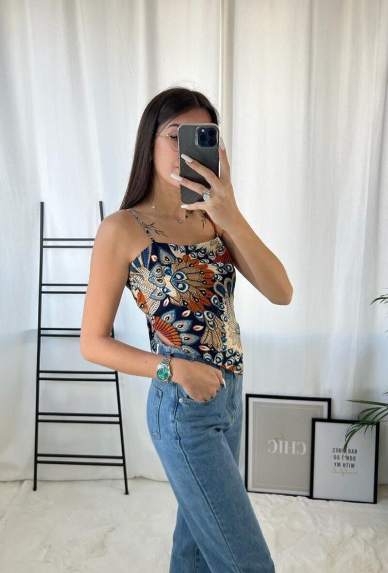 Wholesaler Zoe Mode (Elena Z) - Top bandana foulard fleuri