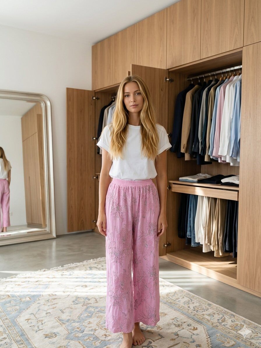 Wholesaler zuimi fashion - WOMEN'S EMBROIDERED TROUSERS - GARMENT DYED