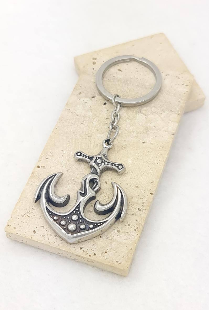 Wholesaler Bijoussimo - Marine anchor steel keychain