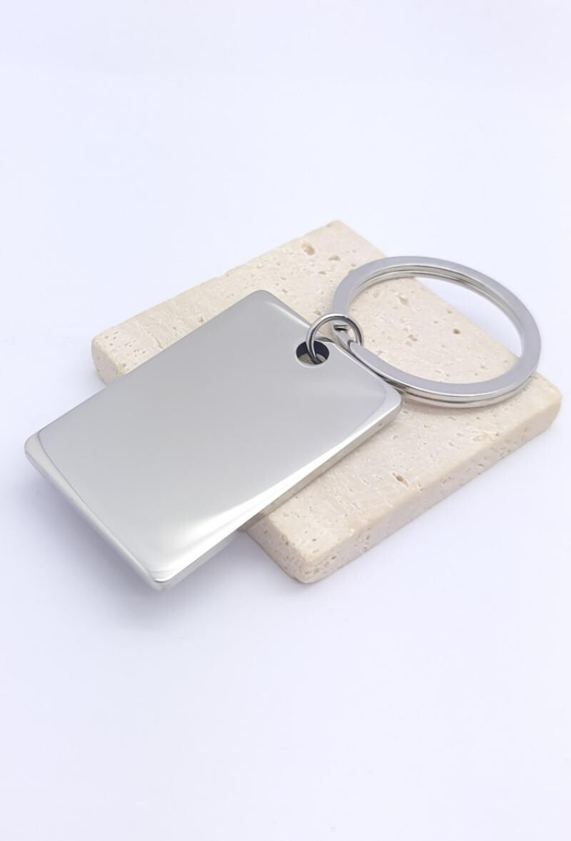 Grossiste Bijoussimo - Porte-clé à graver plaque acier bords arrondis