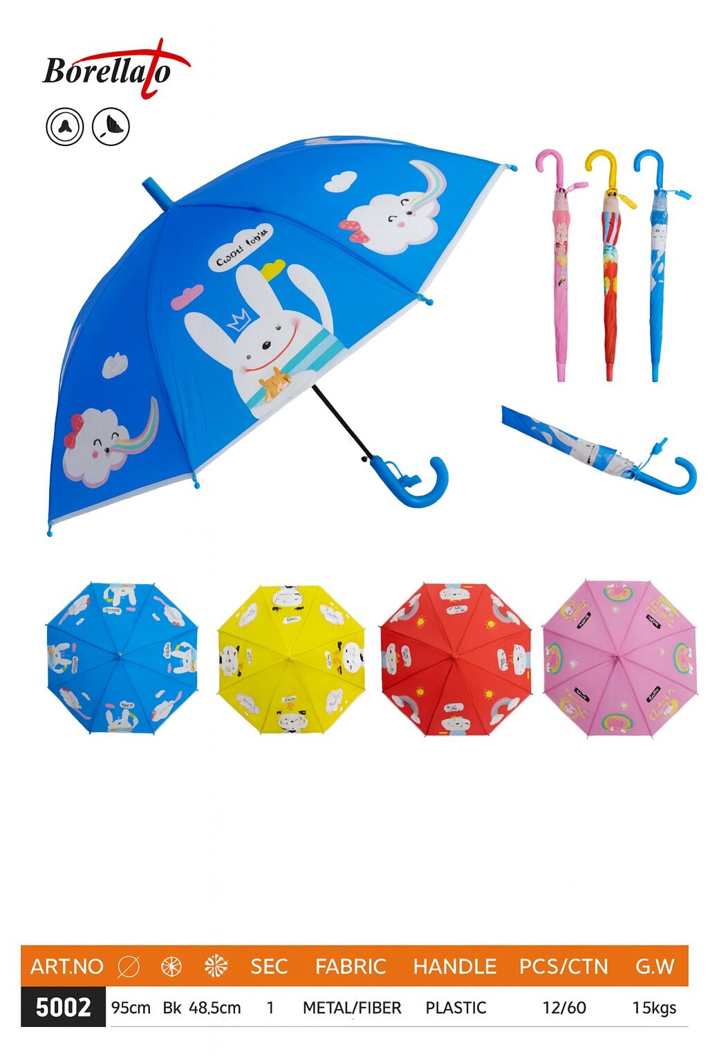 Wholesaler BORELLATO - BORELLATO BRAND UMBRELLA VARIOUS COLORS SOLD IN PACKS OF 12 PIECES