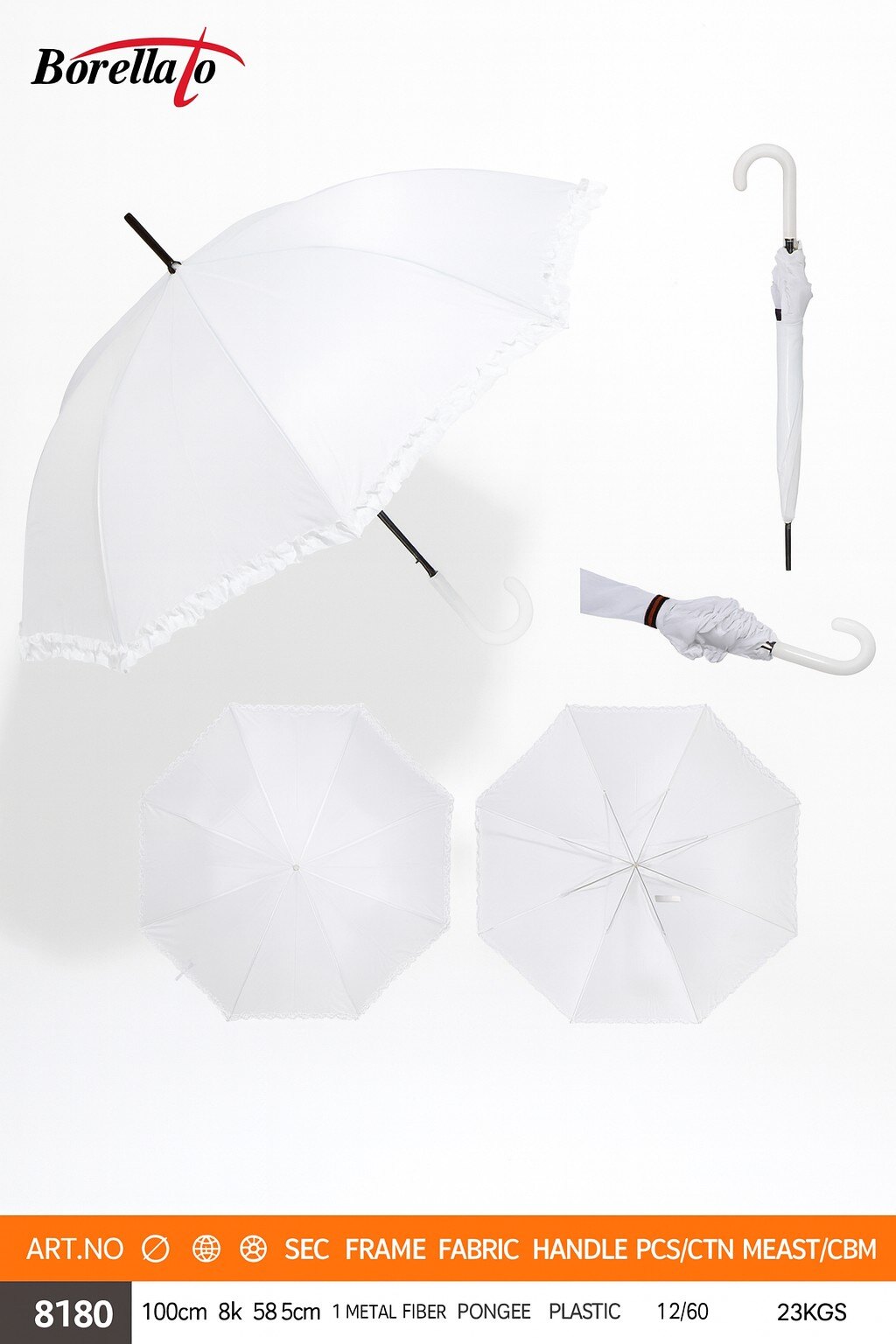 Wholesaler BORELLATO - BORELLATO BRAND UMBRELLA VARIOUS COLORS SOLD IN PACKS OF 12 PIECES