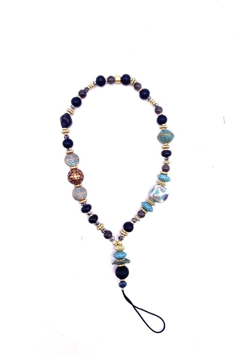 Wholesaler By Oceane - Pearl and Stone Cell Phone Strap - Wrist Strap