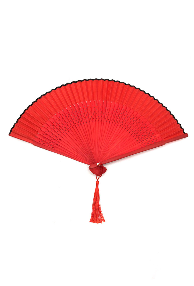 Wholesaler By Oceane - HAND FAN IN BAMBOO DECORATED WITH A TASSEL AT THE BOTTOM