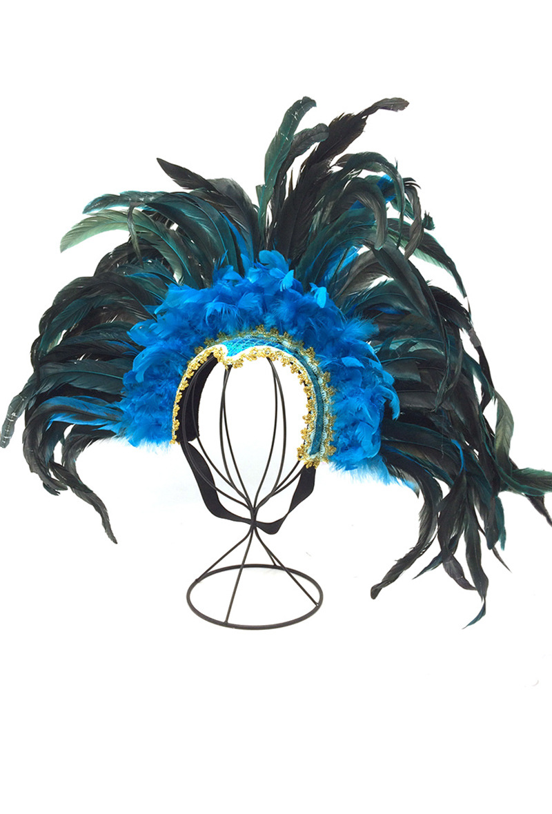Grossista By Oceane - DECORAZIONE PER LA TESTA DECORATA CON PENNE LUNGHE E CORTE INTORNO ALLA MASCHERA