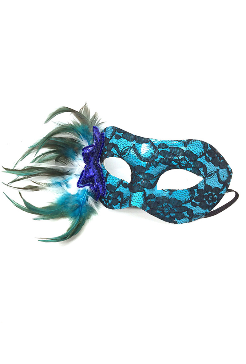 Grossista By Oceane - MASCHERA DA MASCHERA PER GLI OCCHI CON TESSUTO IN PIZZO E DECORATA CON PIUME