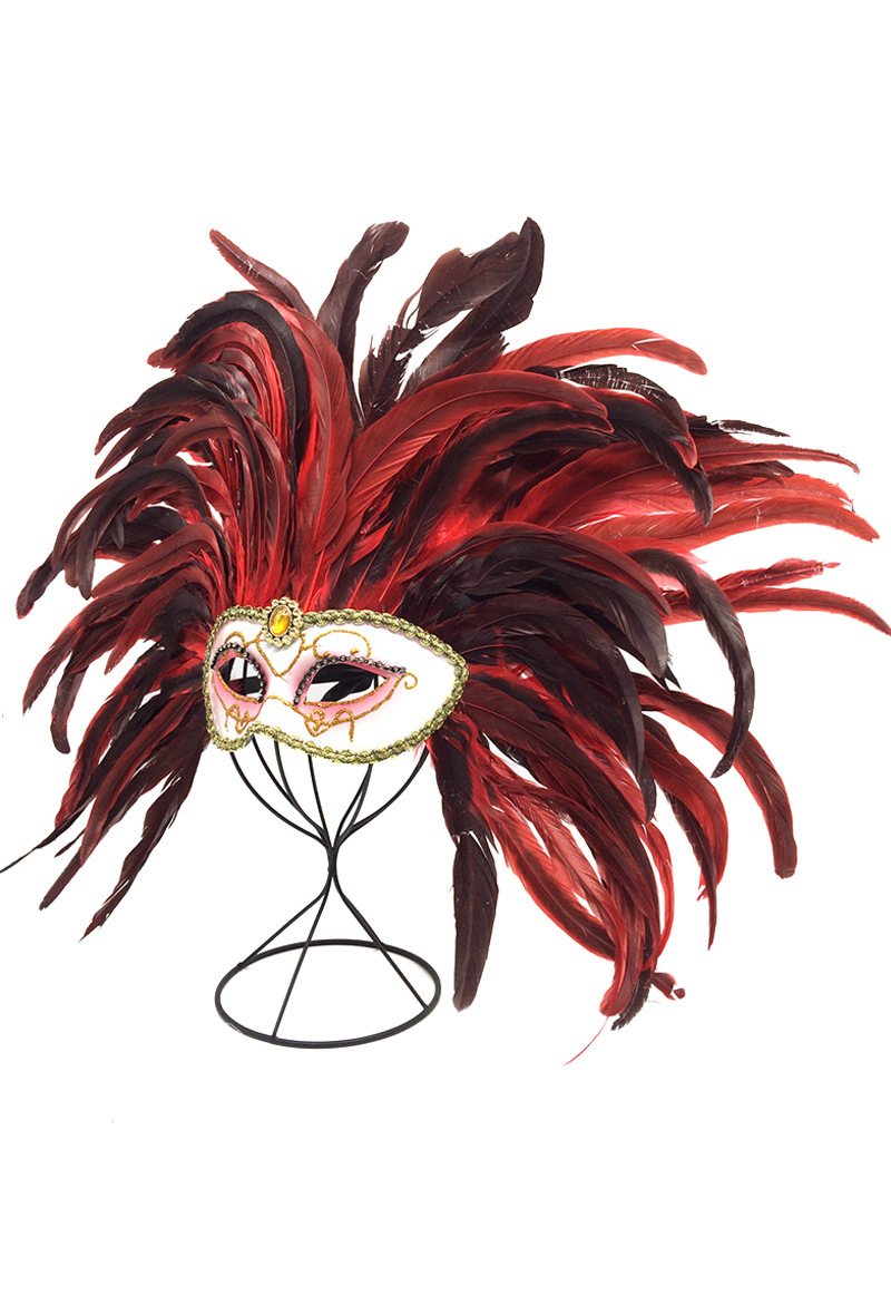Wholesaler By Oceane - MASQUERADE MASK WITH FEATHER ABOVE THE MASK