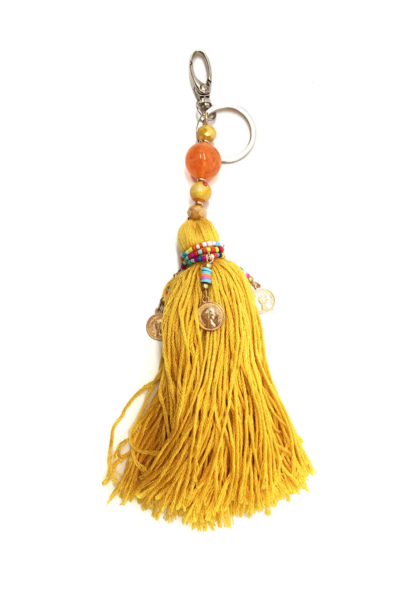 Grossista By Oceane - PORTACHIAVI/DECORAZIONE PER BORSA CON FRANGE E PERLINE