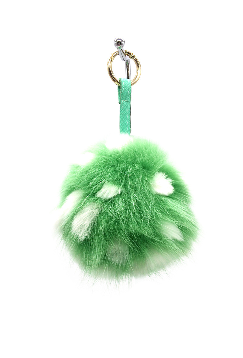 Grossista By Oceane - PORTACHIAVI/DECORAZIONE PER BORSA POMPOM BICOLORE REALIZZATO CON PELLICCIA DI CONIGLIO