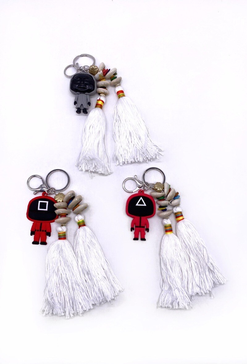 Wholesaler By Oceane - Character Key ring with white fringe