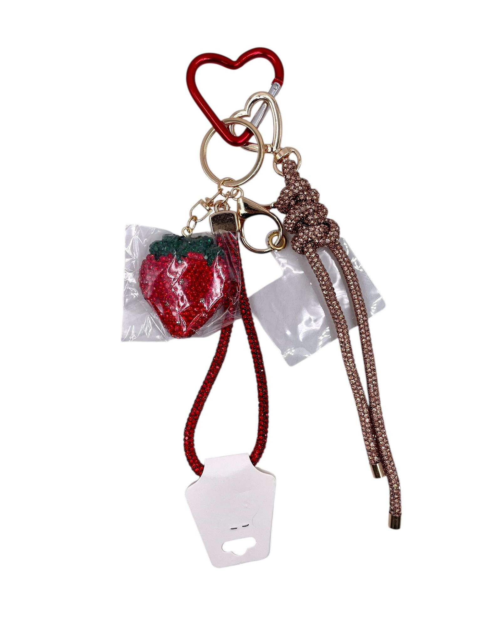 Wholesaler By Oceane - STRAWBERRY RHINESTONE KEYCHAIN