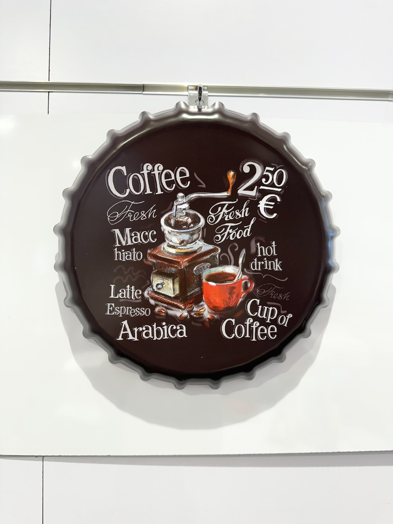 Grossista Ceramik - Capsula decorativa da parete in metallo 33 cm CAFFE