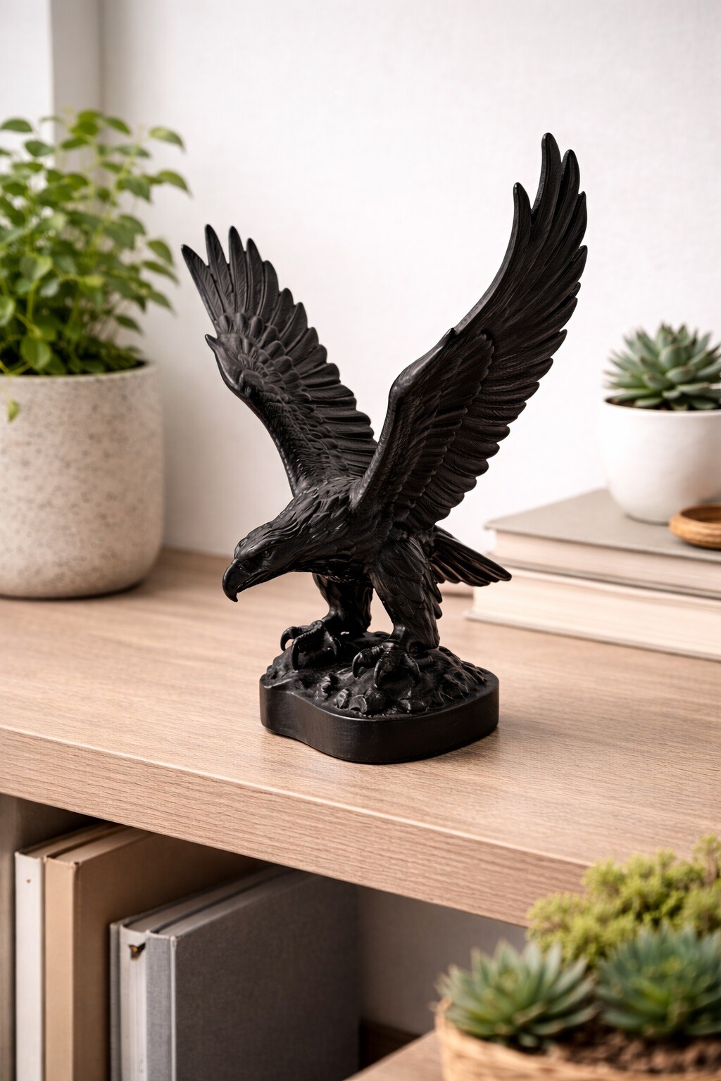 Grossista Ceramik - Magnifica statuetta di aquila realizzata in stampa 3D, che rappresenta un maestoso aquila con le ali spiegate.