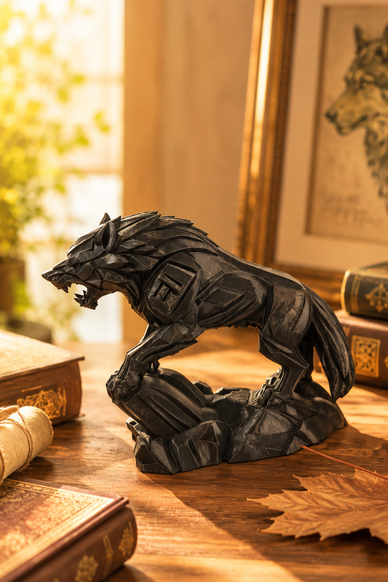 Mayorista Ceramik - Estatua de Lobo Feroz – Impresión 3D – 12 cm