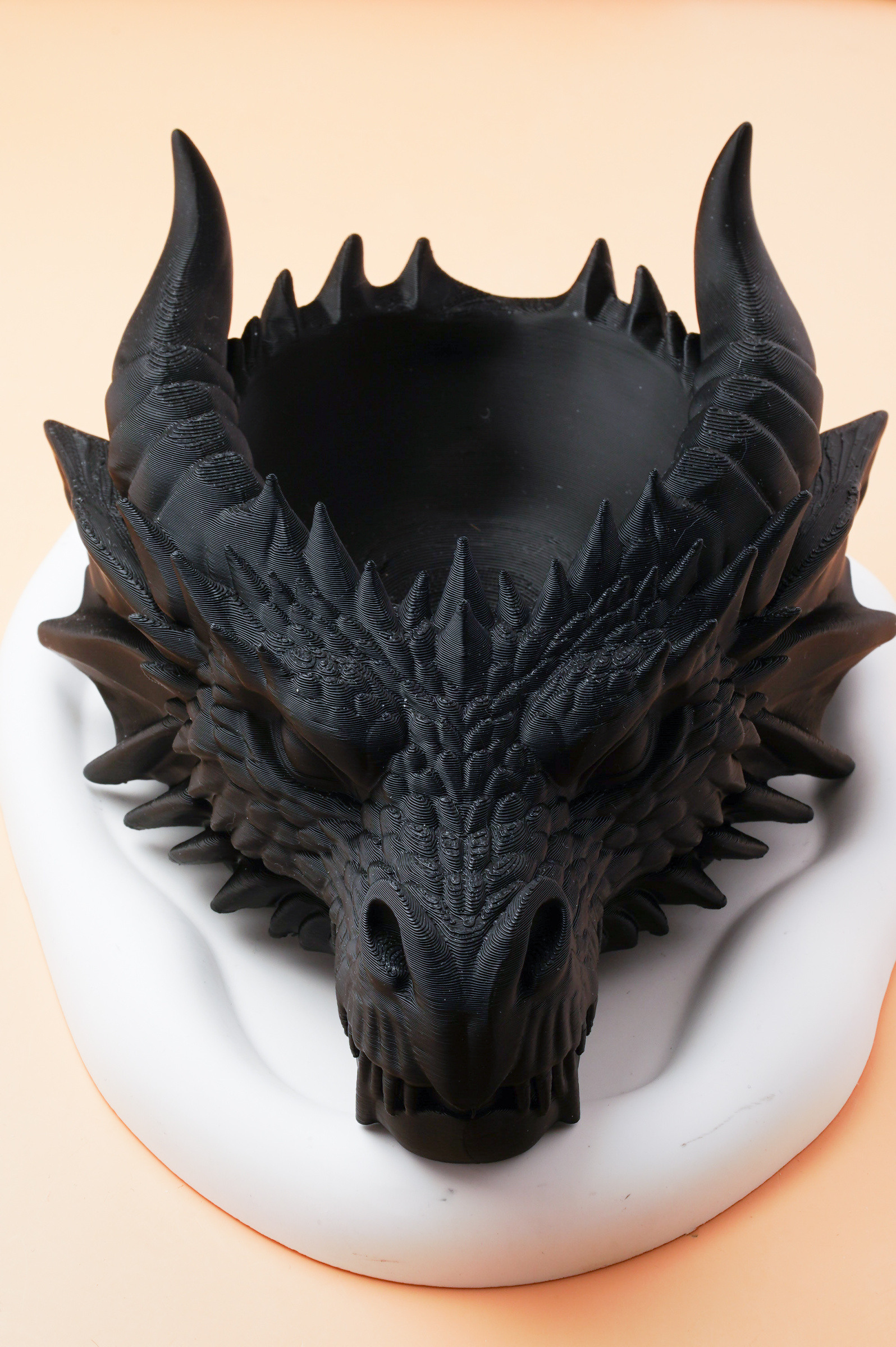 Wholesaler Ceramik - 3D Printed Dragon Head with Storage – Black Decorative Organizer – Customizable – 15 × 19 × 6.5 cm