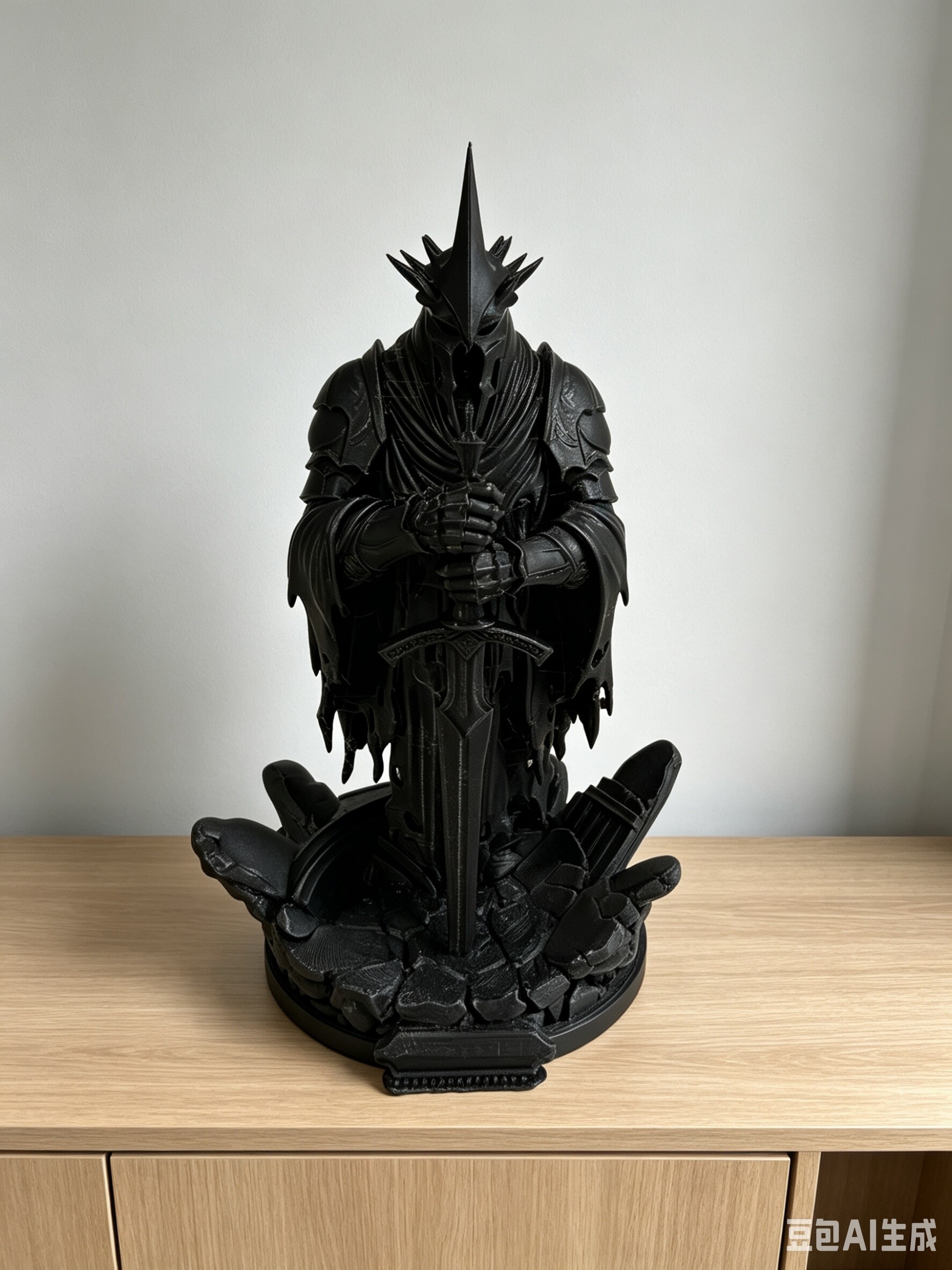 Grossista Ceramik - Splendida figurina di cavaliere nero realizzata con stampa 3D, ispirata all'universo fantasy e medievale.