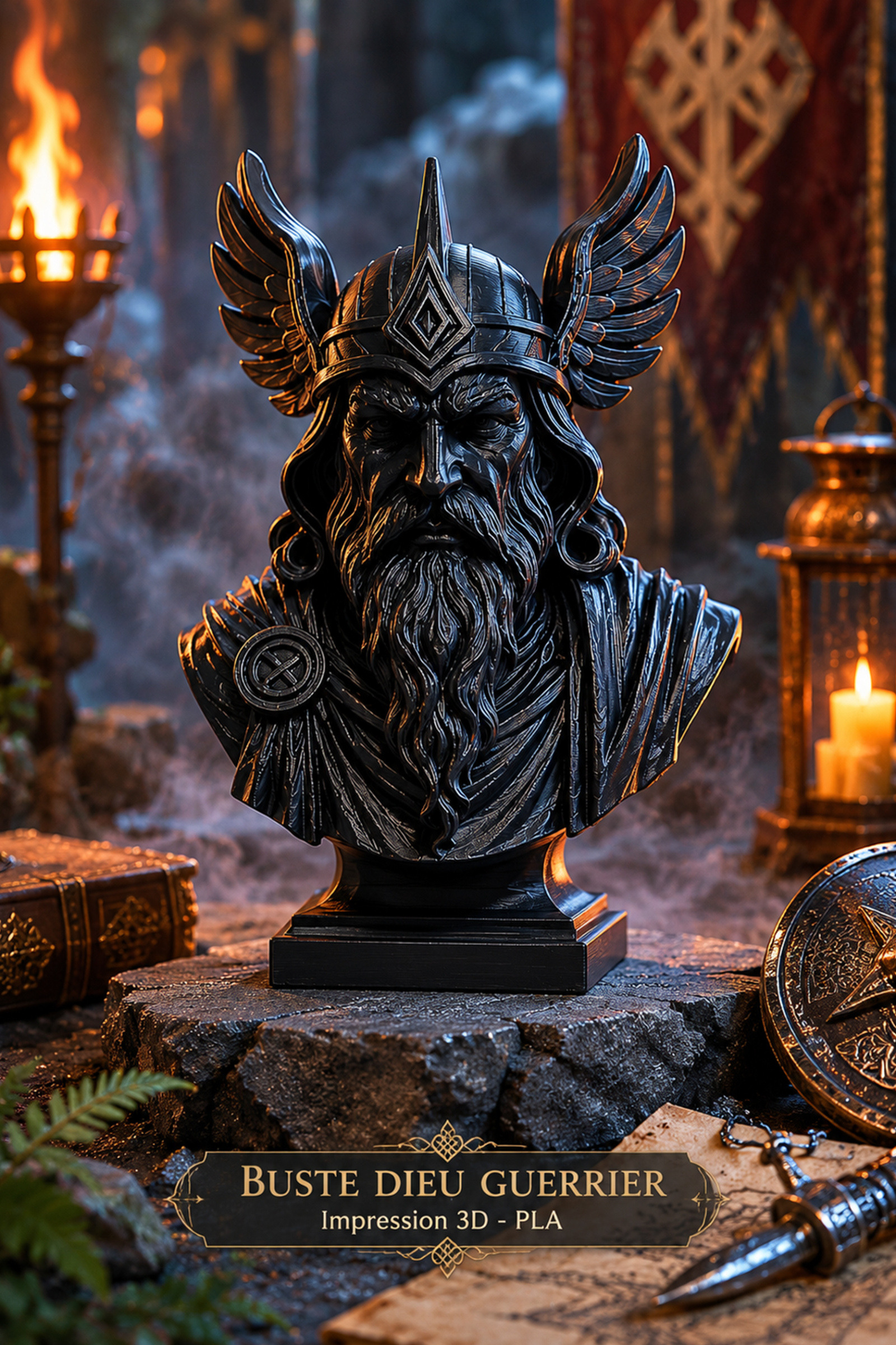 Mayorista Ceramik - Busto de Dios Guerrero Vikingo – Impresión 3D – 17 cm