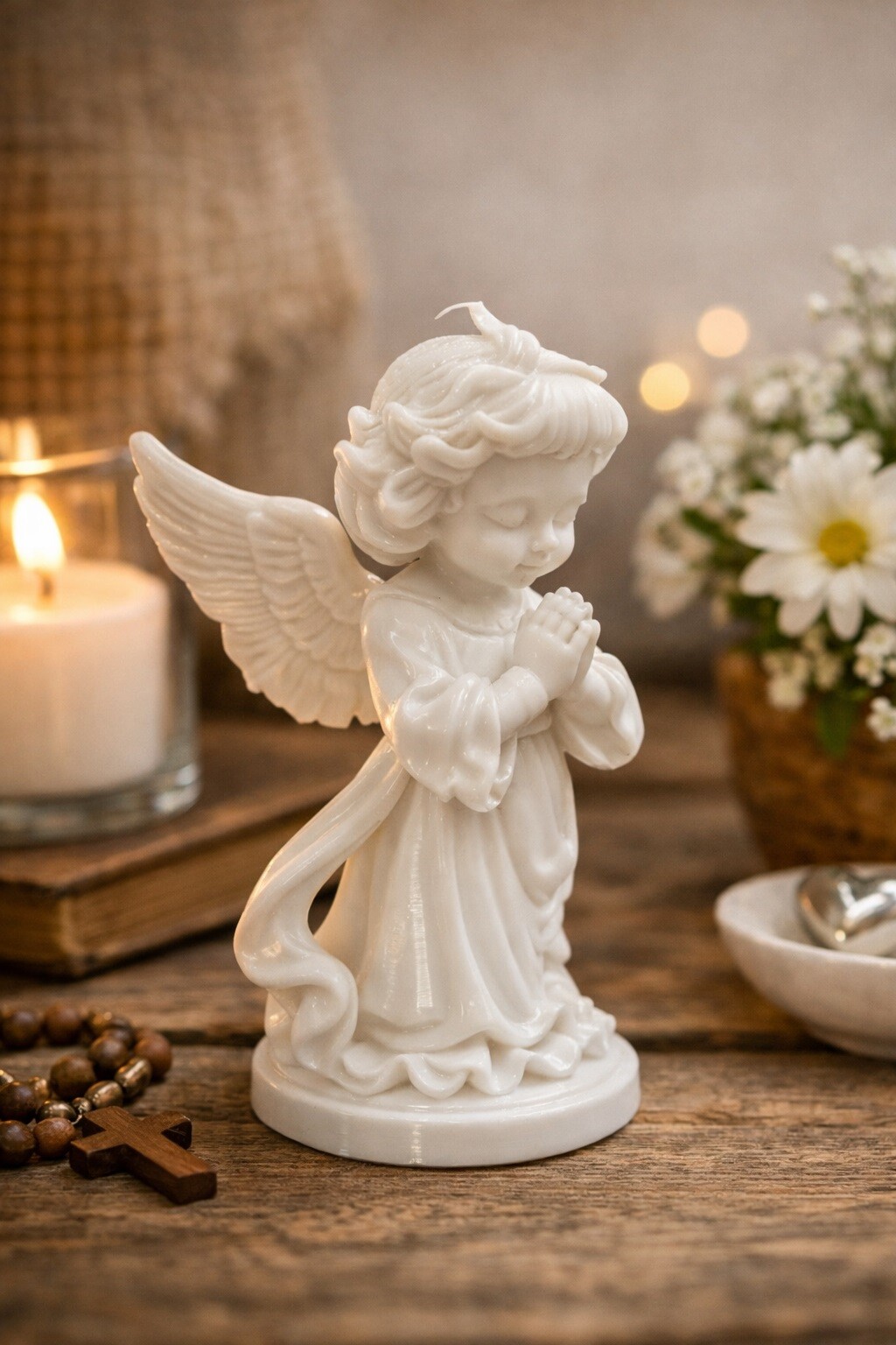 Wholesaler Ceramik - Praying Angel Statue – 3D Printed Decoration – Height 15 cm