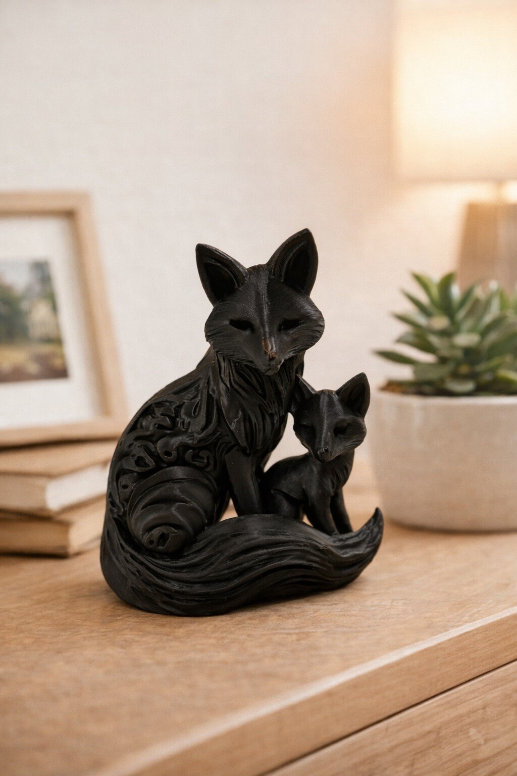 Wholesaler Ceramik - 3D Printed Decorative Fox Statue – Mother and Baby Fox