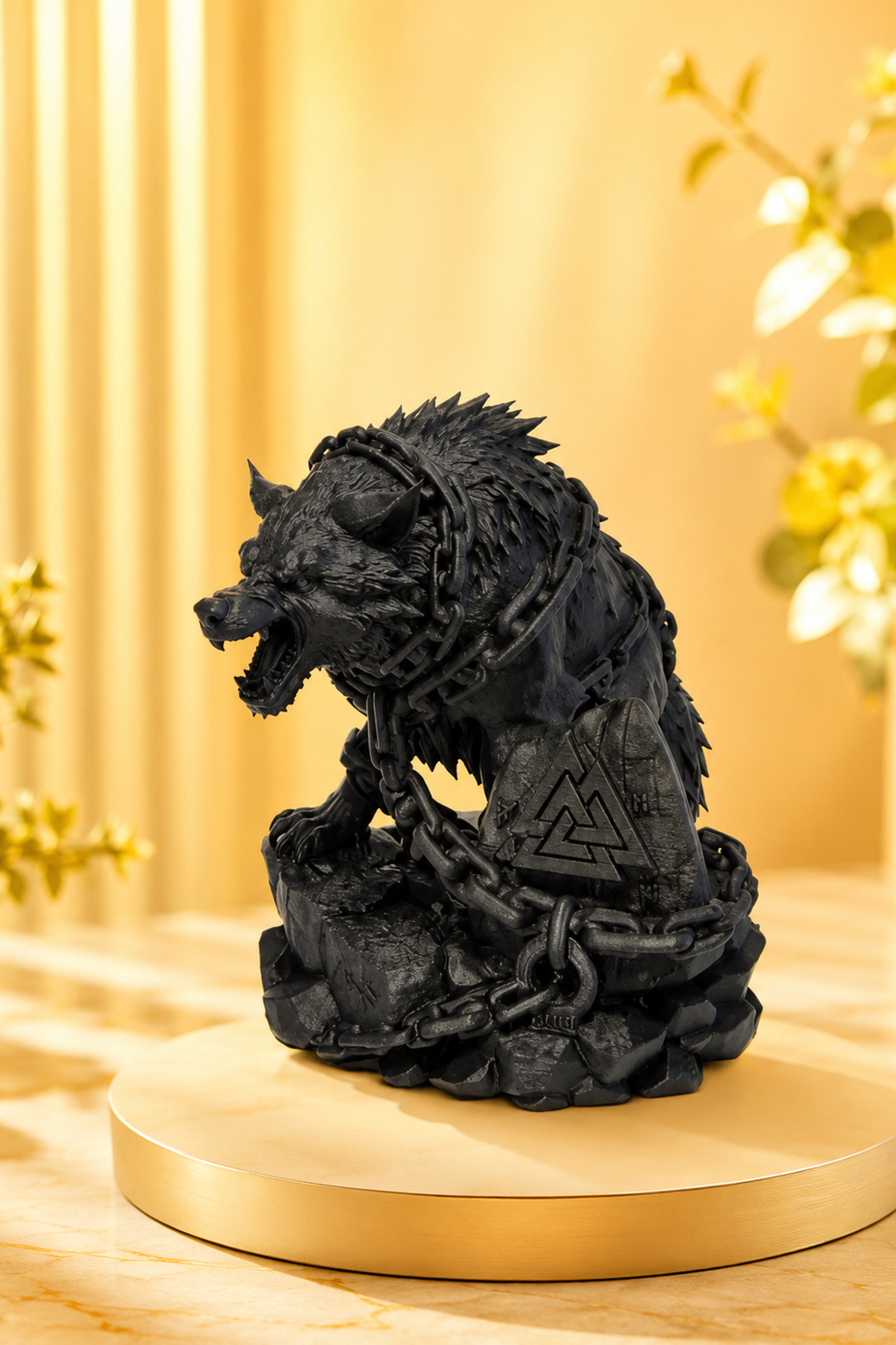 Mayorista Ceramik - Estatua decorativa de Fenrir encadenado – Estilo Vikingo Nórdico - 16cm