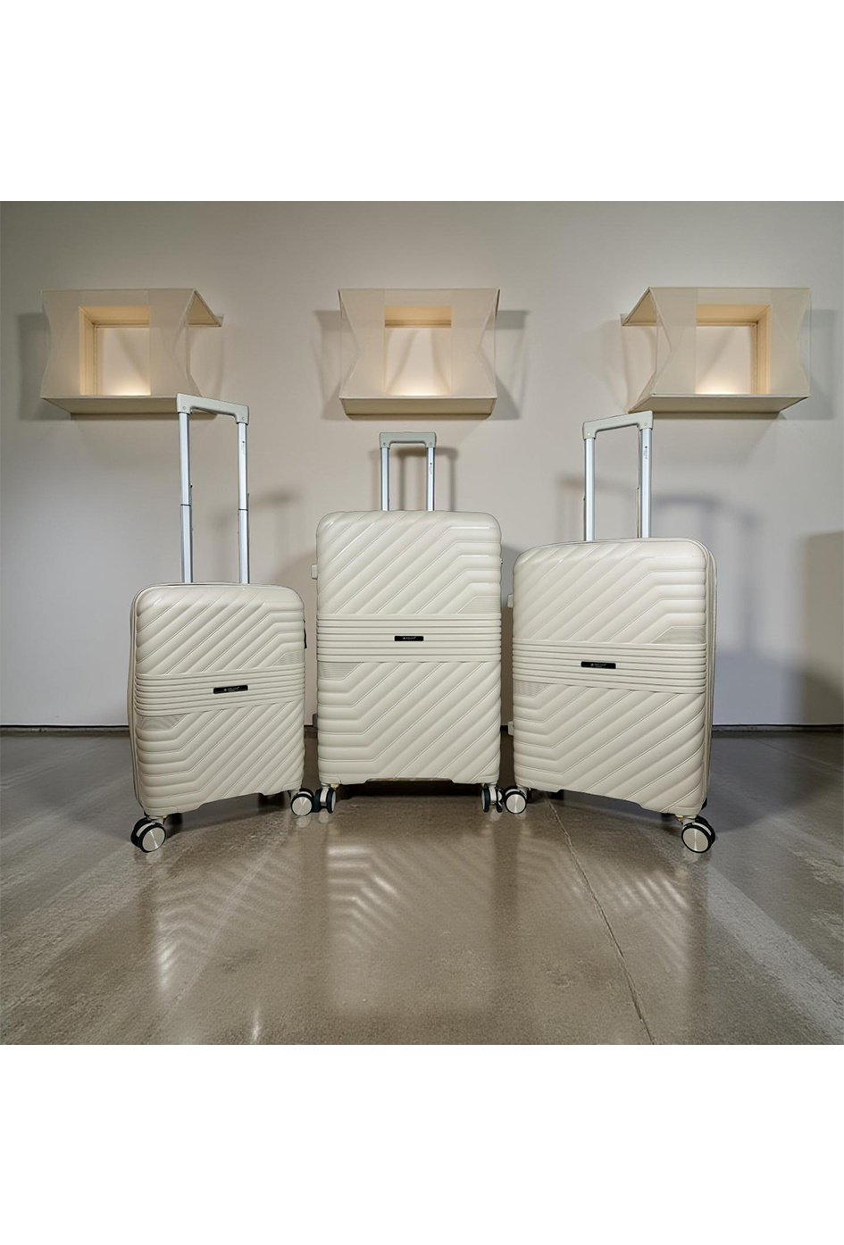 Grossista HELIOS® - PHALANX, lot de 3 valises en polypropylène avec soufflet extensible (HLS-234) BE