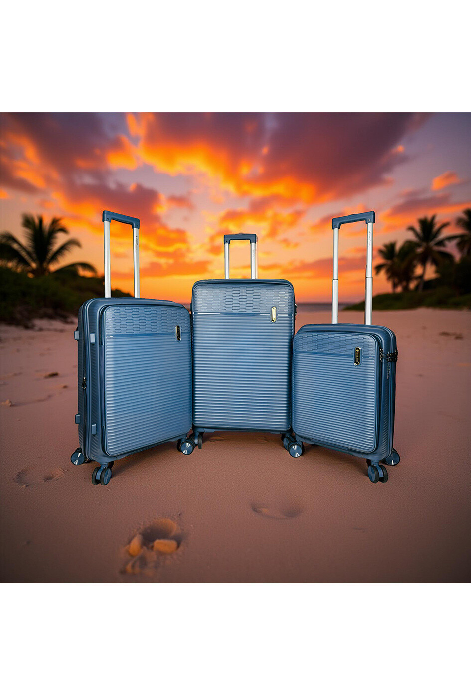 Mayorista HELIOS® - VULCAIN, lot de 3 valises en polypropylène avec soufflet extensible et poche ordinateur HLS-777 B