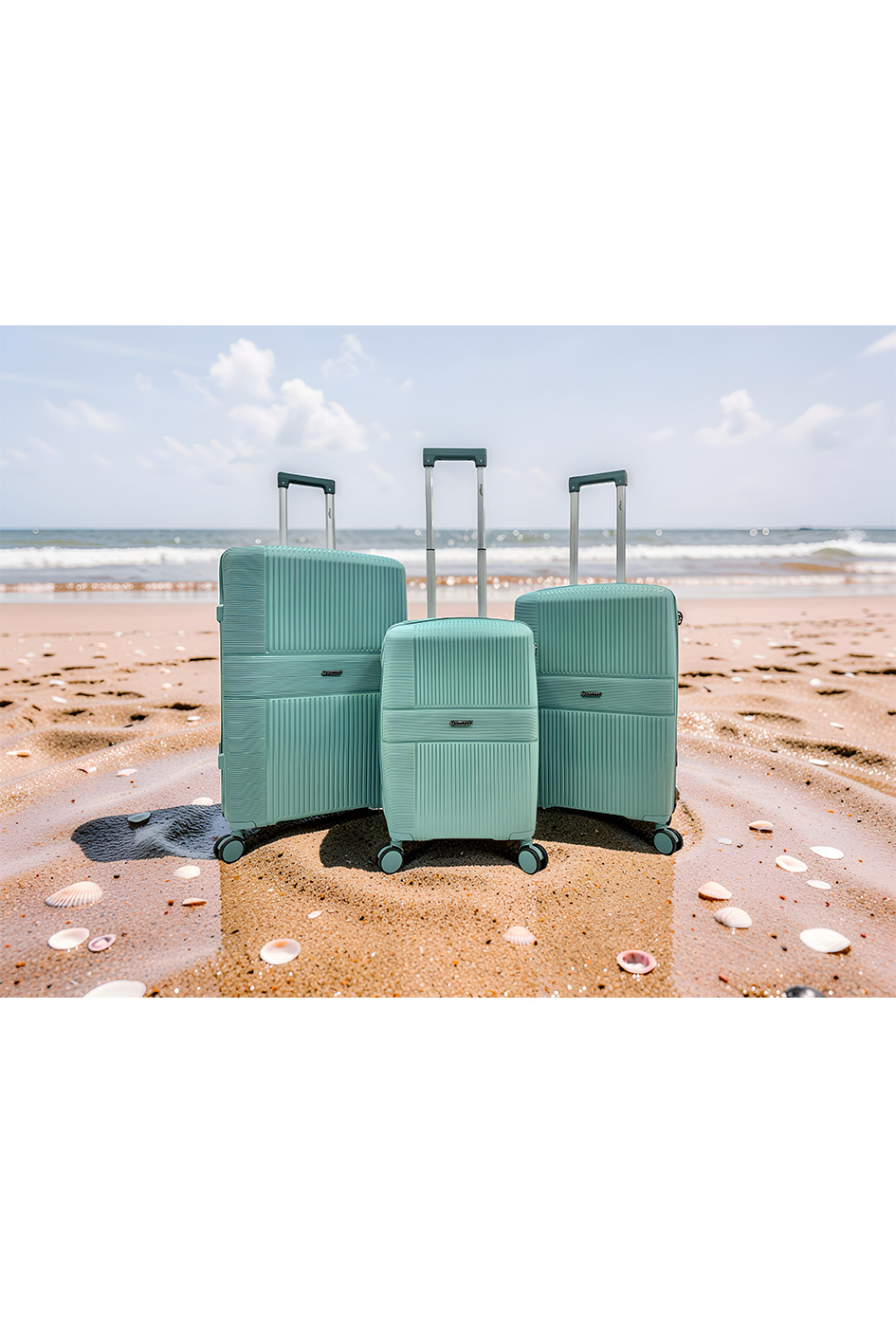 Grossista HELIOS® - SHORE, lot de 3 valises ultra-légère en polypropylène (901-BT)