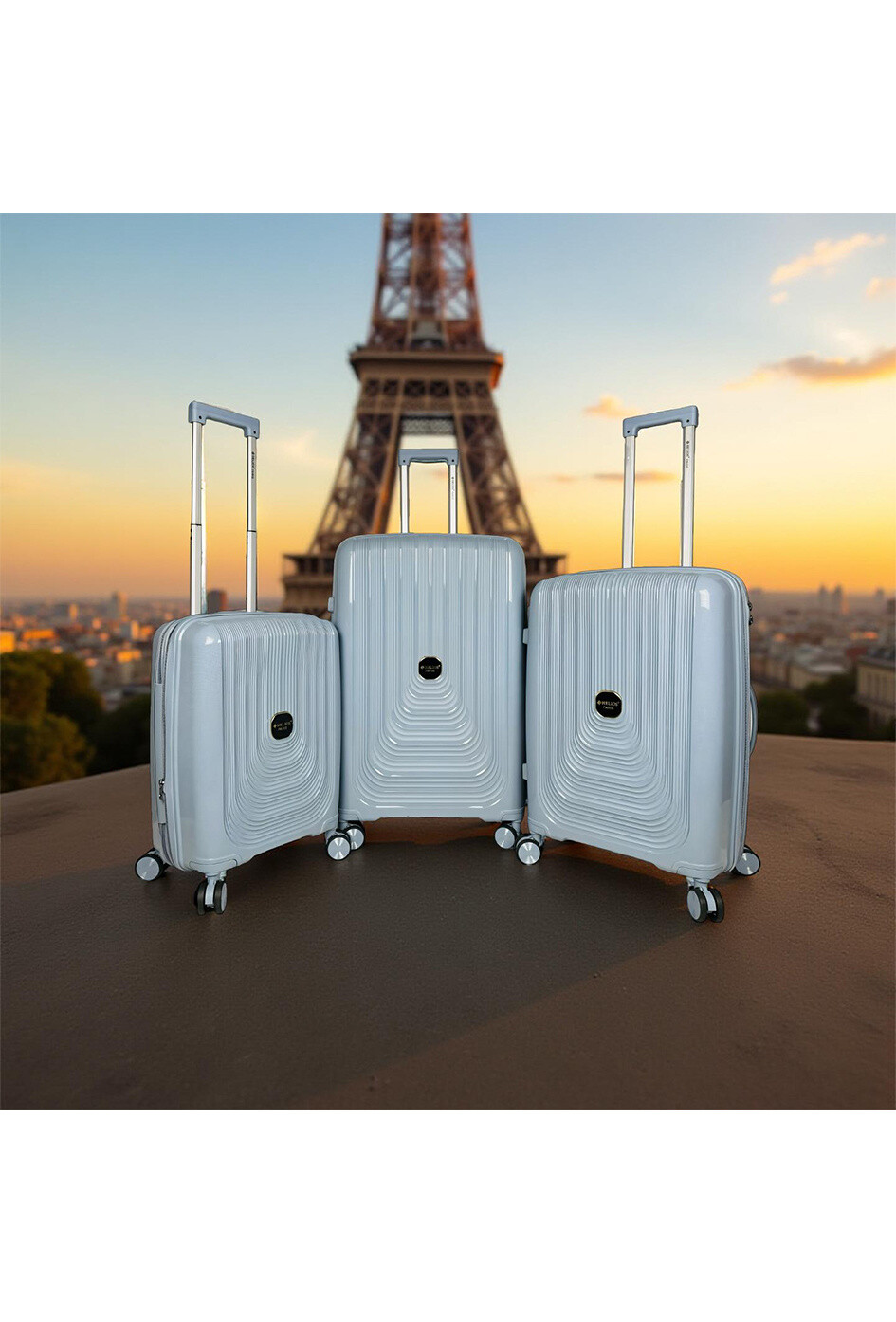 Mayorista HELIOS® - NAÏADES, lot de 3 valises en polypropylène avec soufflet extensible (HLS-788) GB