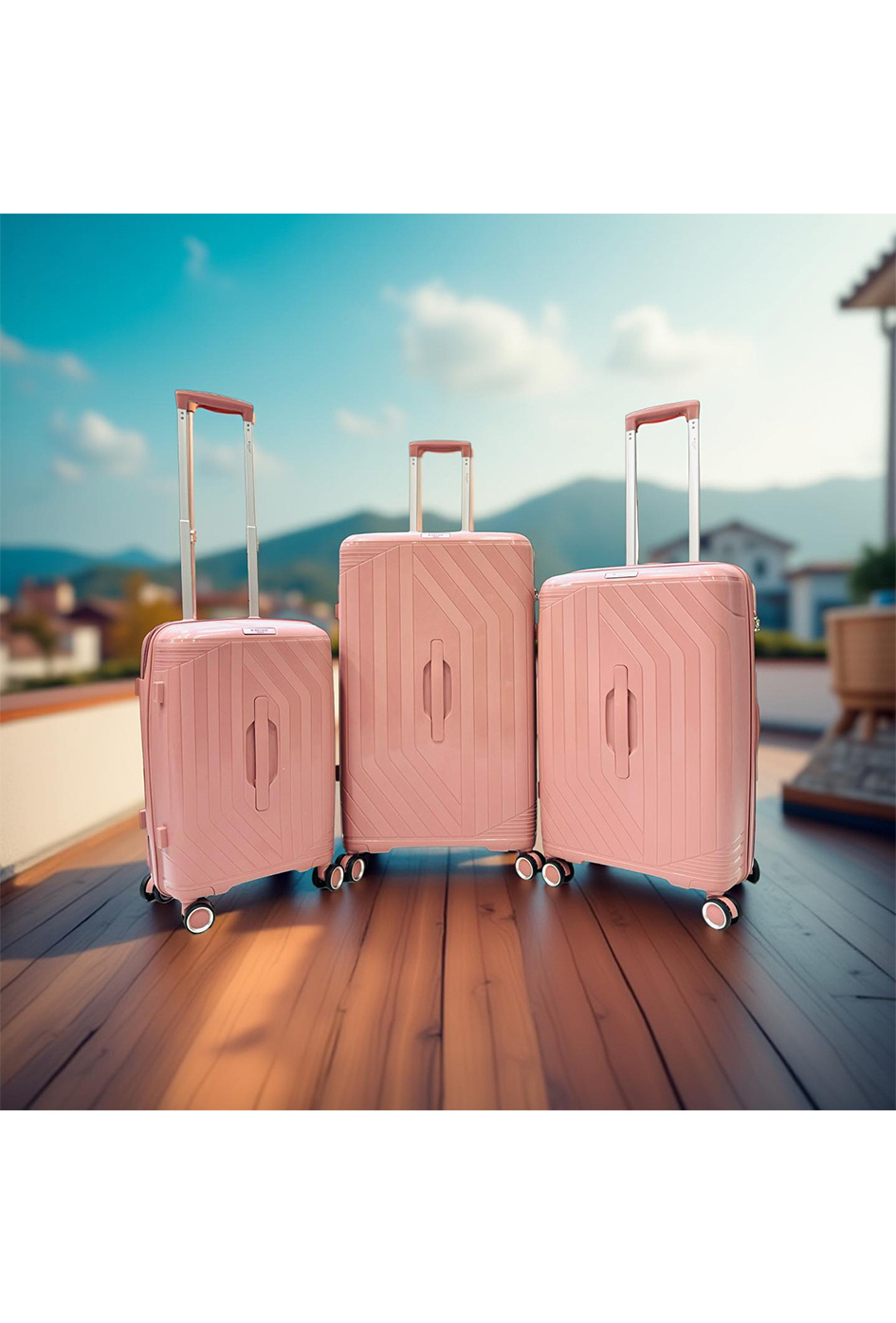 Wholesaler HELIOS® - TRUNKY, lot de 3 valises rectangulaire en polypropylène (799) Rose or