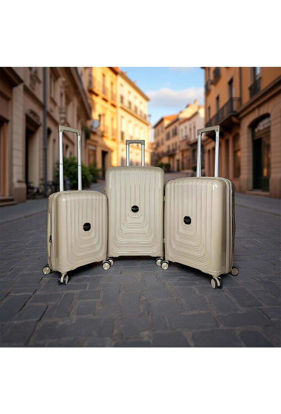 Mayorista HELIOS® - NAÏADES, lot de 3 valises en polypropylène avec soufflet extensible (HLS-788) KH