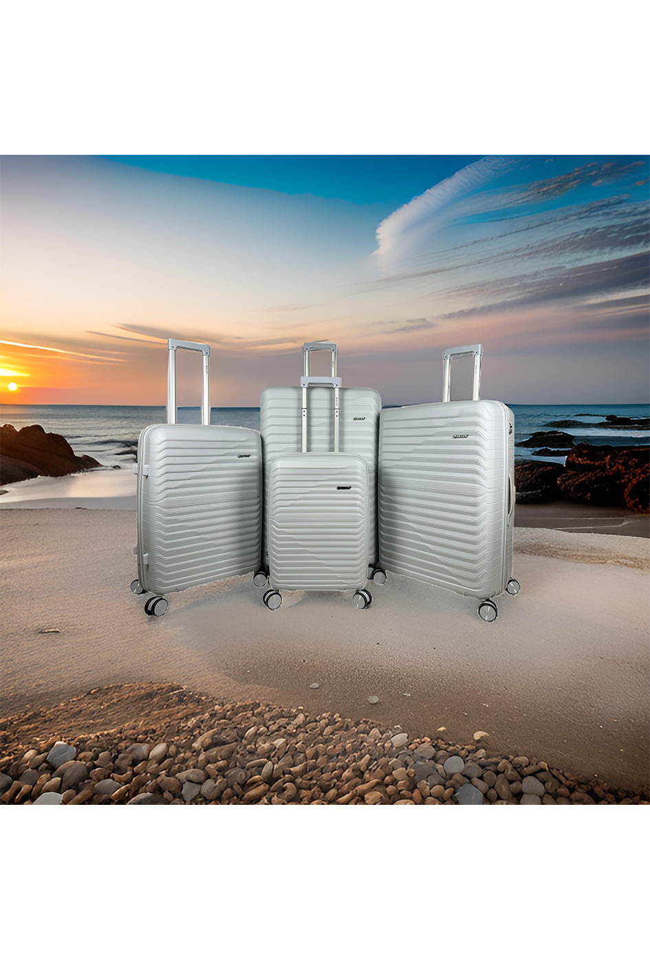 Großhändler HELIOS® - HORIZON, LOT DE 4 VALISES EN POLYPROPYLÈNE AVEC SOUFFLET EXTENSIBLE. (HLS-05) S