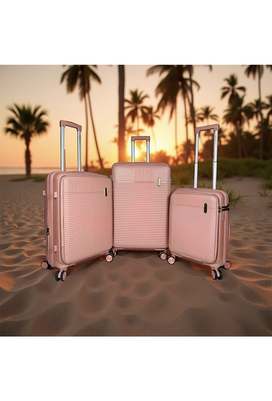 Wholesaler HELIOS® - VULCAIN, lot de 3 valises en polypropylène avec soufflet extensible et poche ordinateur HLS-777 RG