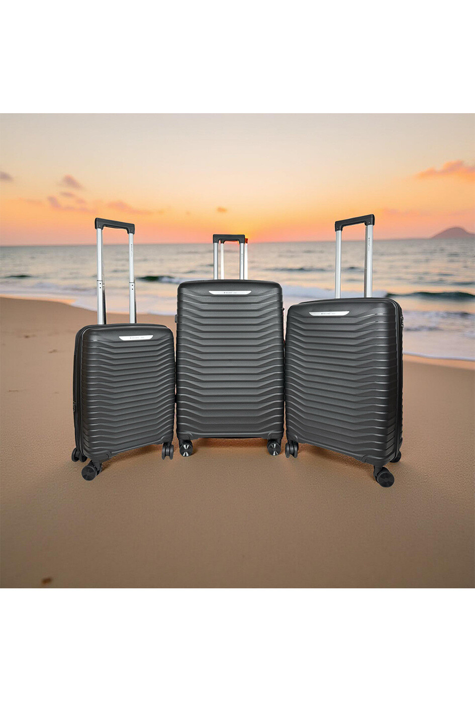 Grossiste HELIOS® - HELIOS, lot de 3 valises en polypropylène avec soufflet extensible. (HLS-03)N-25