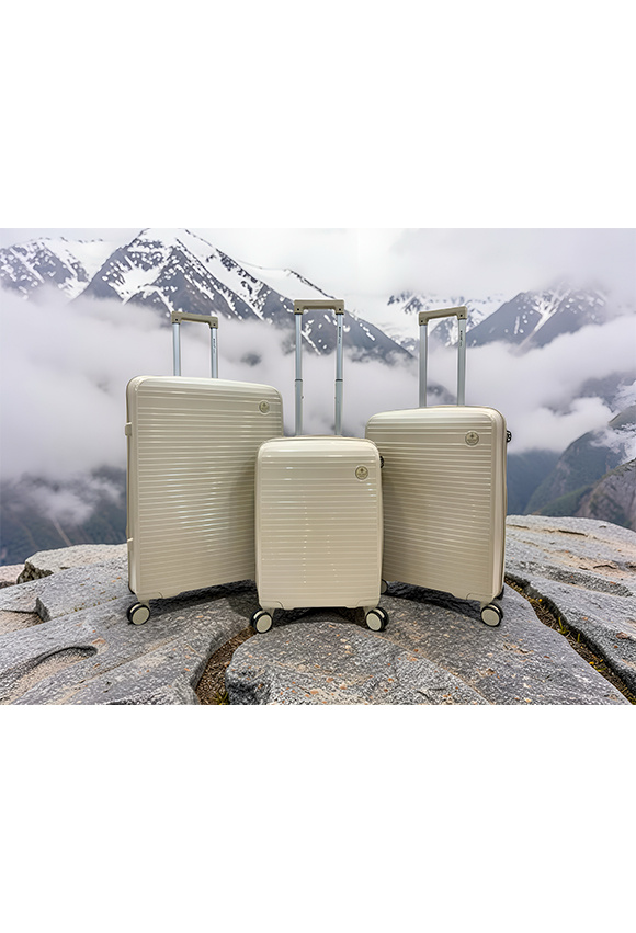 Grossista HELIOS® - DAWN, lot de 3 valises ultra-légère en polypropylène (28-BEIGE)