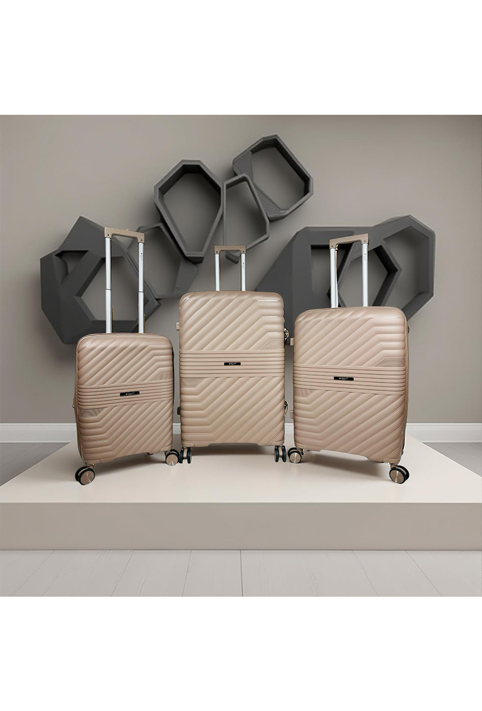 Wholesaler HELIOS® - PHALANX, lot de 3 valises en polypropylène avec soufflet extensible (HLS-234) M