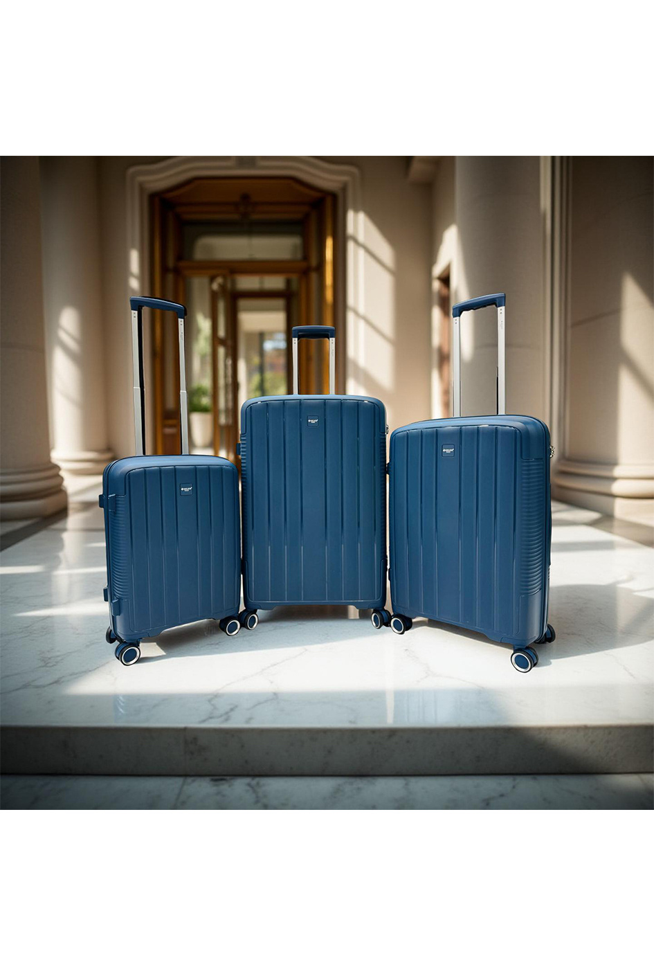 Grossista HELIOS® - DUTY, lot de 3 valises en polypropylène (801) Bleu crépusculaire