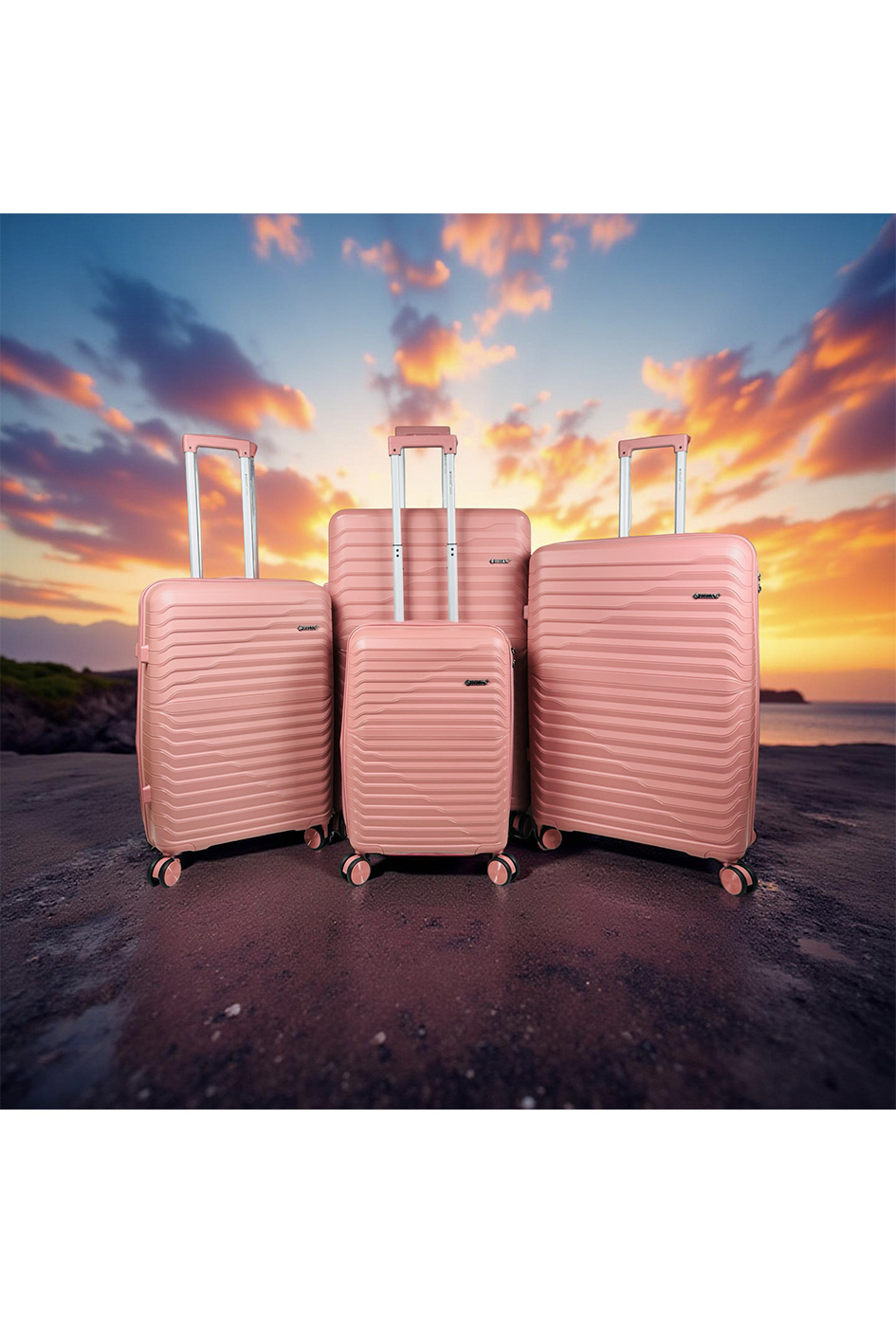 Großhändler HELIOS® - HORIZON, LOT DE 4 VALISES EN POLYPROPYLÈNE AVEC SOUFFLET EXTENSIBLE. (HLS-05) RG