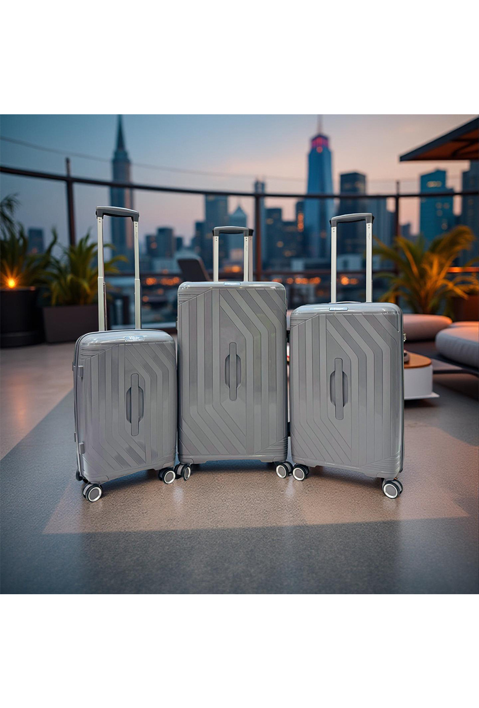 Wholesaler HELIOS® - TRUNKY, lot de 3 valises rectangulaire en polypropylène (799) Anthracite