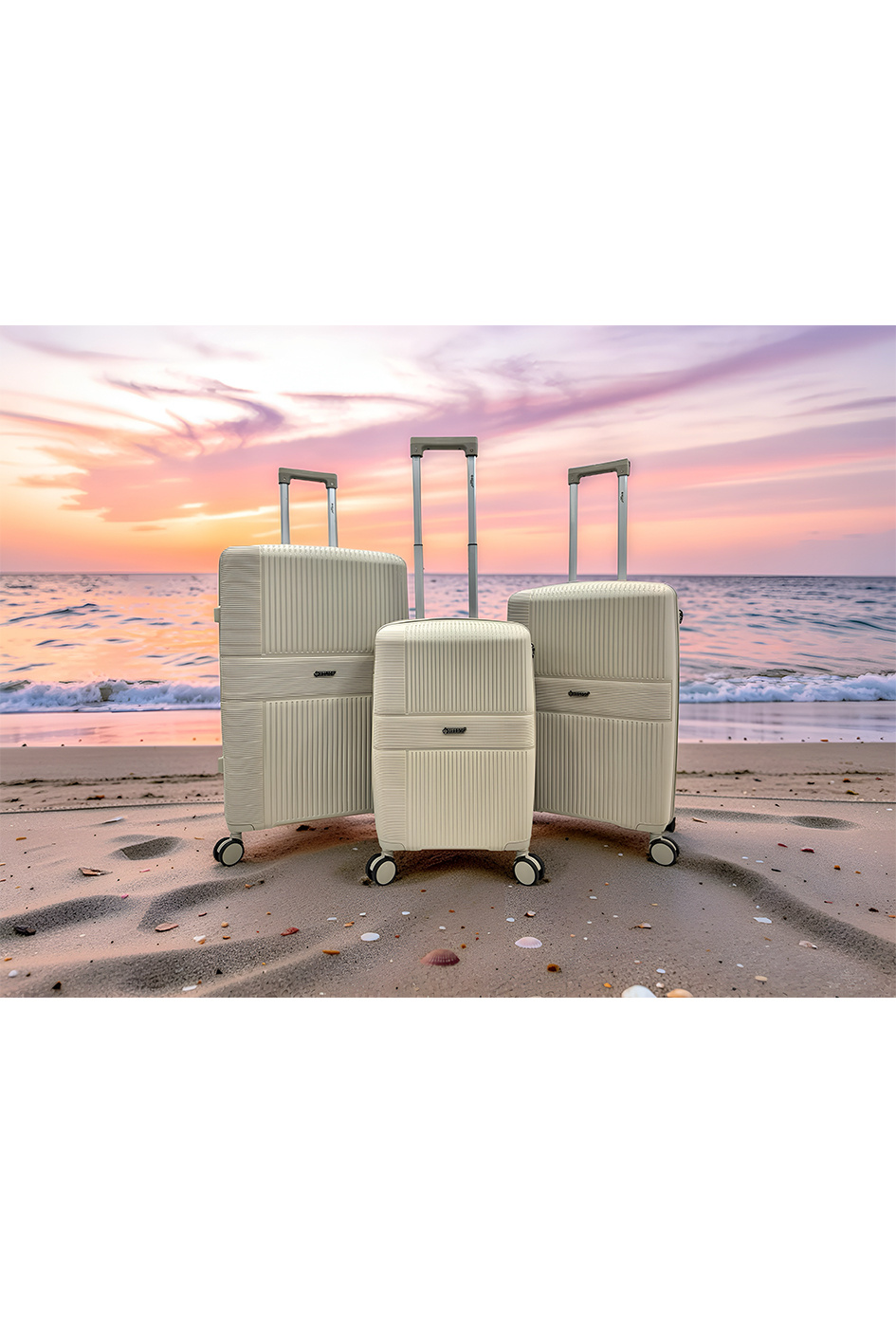 Mayorista HELIOS® - SHORE, lot de 3 valises ultra-légère en polypropylène (901-B)