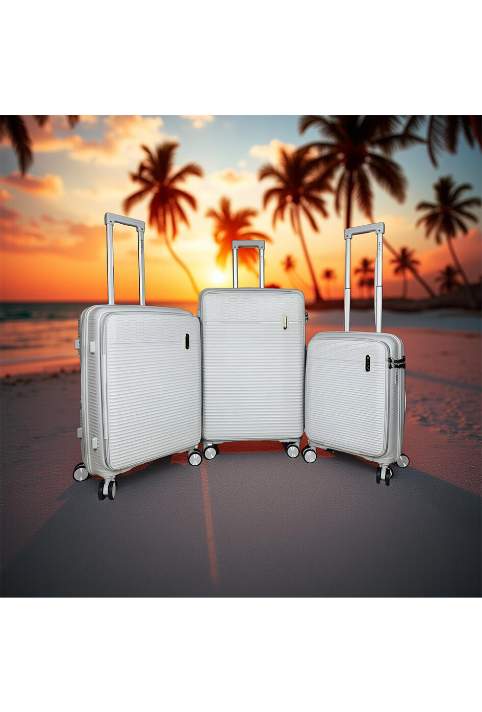 Mayorista HELIOS® - VULCAIN, lot de 3 valises en polypropylène avec soufflet extensible et poche ordinateur HLS-777 S