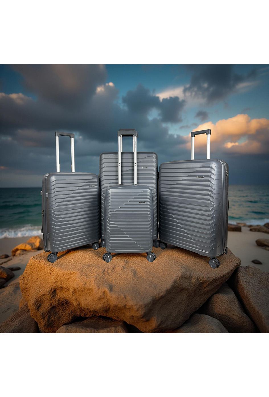 Großhändler HELIOS® - HORIZON, LOT DE 4 VALISES EN POLYPROPYLÈNE AVEC SOUFFLET EXTENSIBLE. (HLS-05) DG