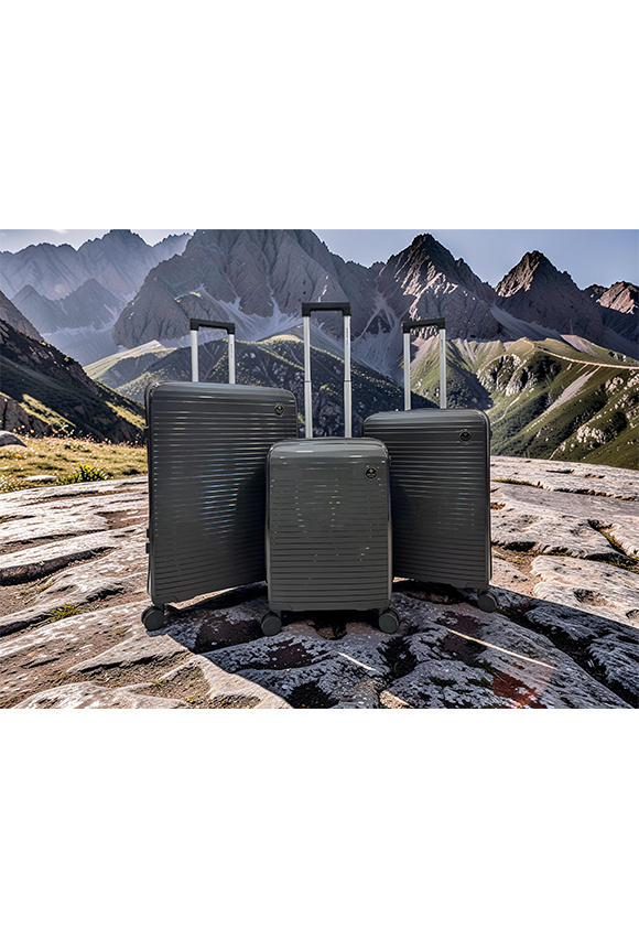 Grossista HELIOS® - DAWN, lot de 3 valises ultra-légère en polypropylène (28-NOIR)