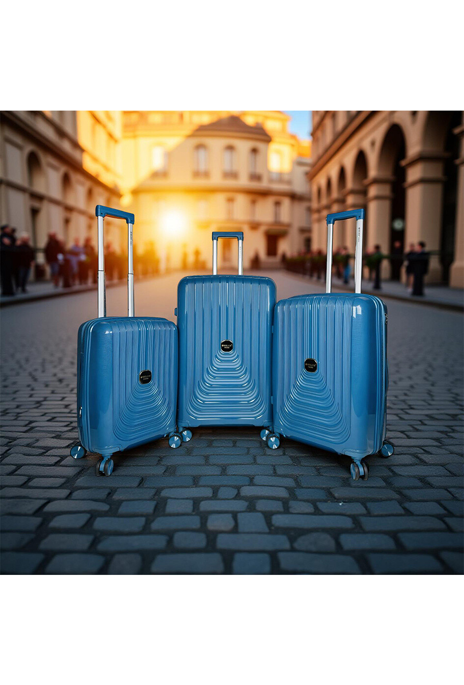 Mayorista HELIOS® - NAÏADES, lot de 3 valises en polypropylène avec soufflet extensible. (HLS-788)