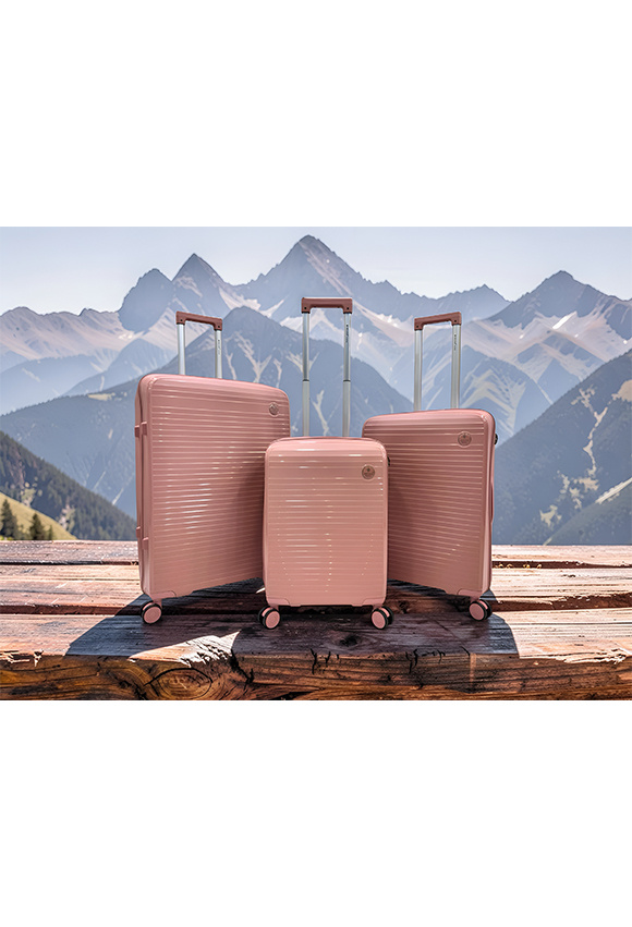 Grossista HELIOS® - DAWN, lot de 3 valises ultra-légère en polypropylène (28-ROSE)