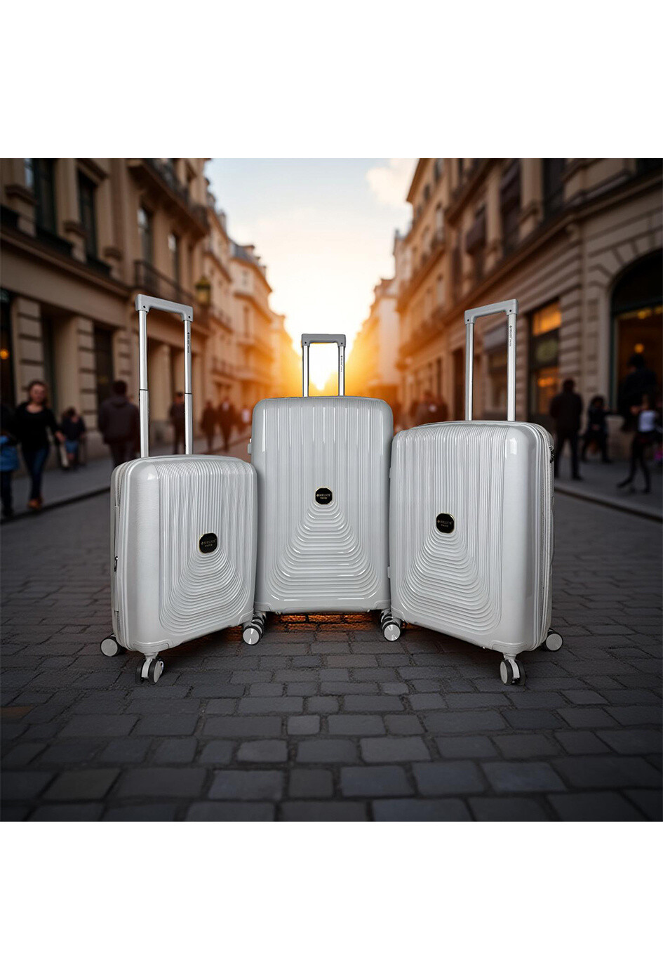 Mayorista HELIOS® - NAÏADES, lot de 3 valises en polypropylène avec soufflet extensible (HLS-788) S